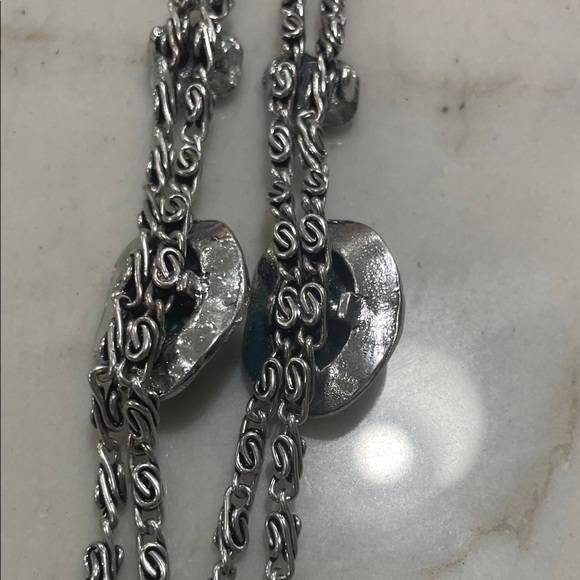 Silver and Turquoise Butterfly Necklace Set-118 - Picture 12 of 16